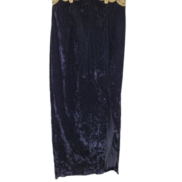 Vtg 80's Womens Jessica McClintock Gown Velvet Strappy Front Slit Evil Queen S - Picture 11 of 11